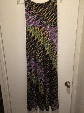 Bisou Bisou Brand Multicolor Maxi Skirt. Can Be Worn As Strapless Dress Sz Med
